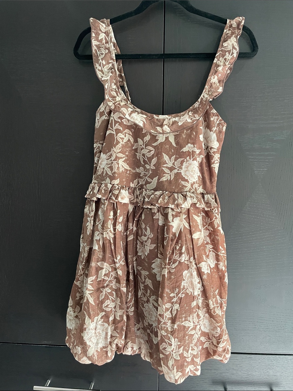 And Now This Brown Floral Ruffle-Trim Sundress